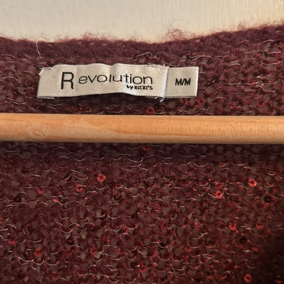 Revolution VGUC purple/red sparkle v neck sweater, sequins. - Picture 5 of 9